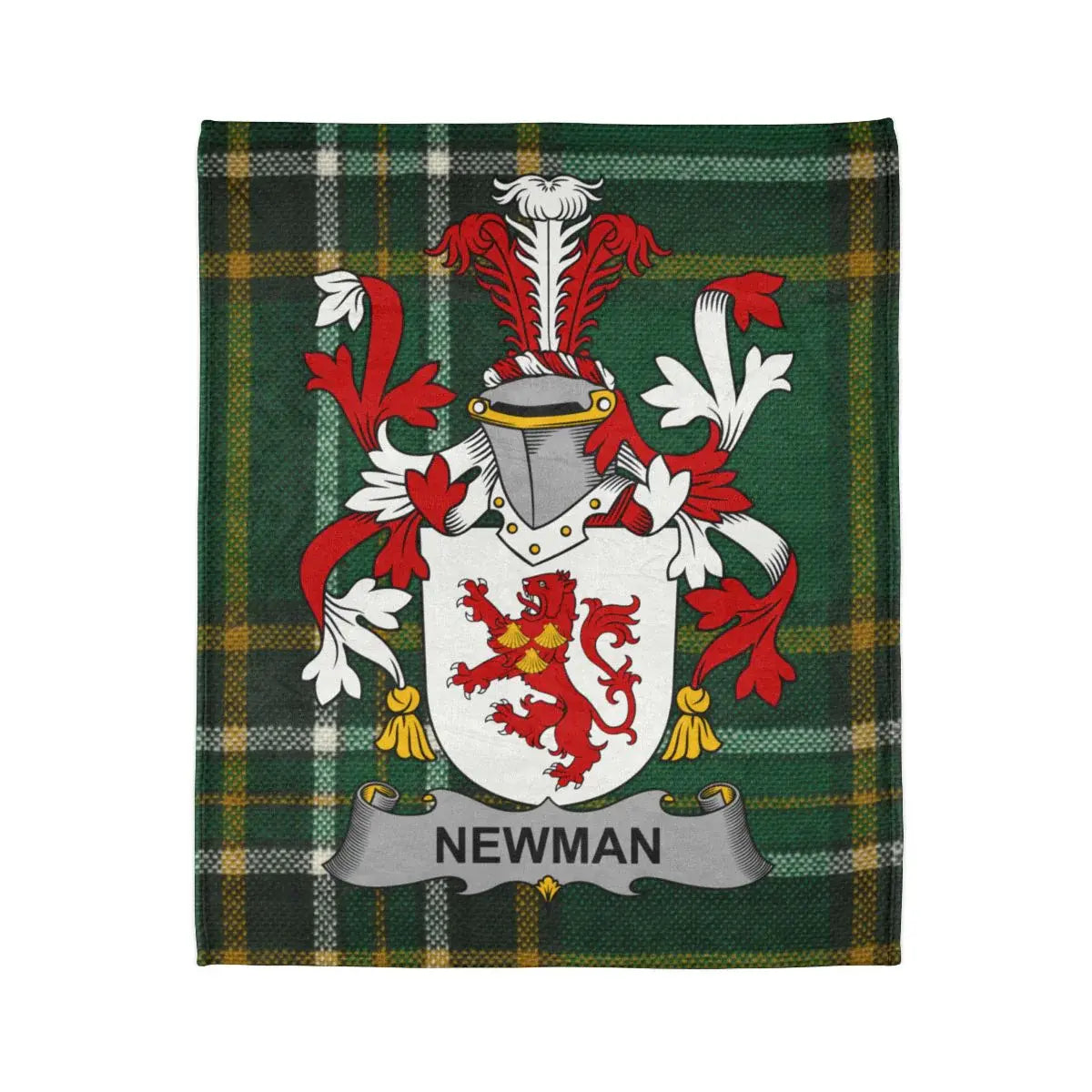 Newman Family Crest Green Plaid Background Blanket