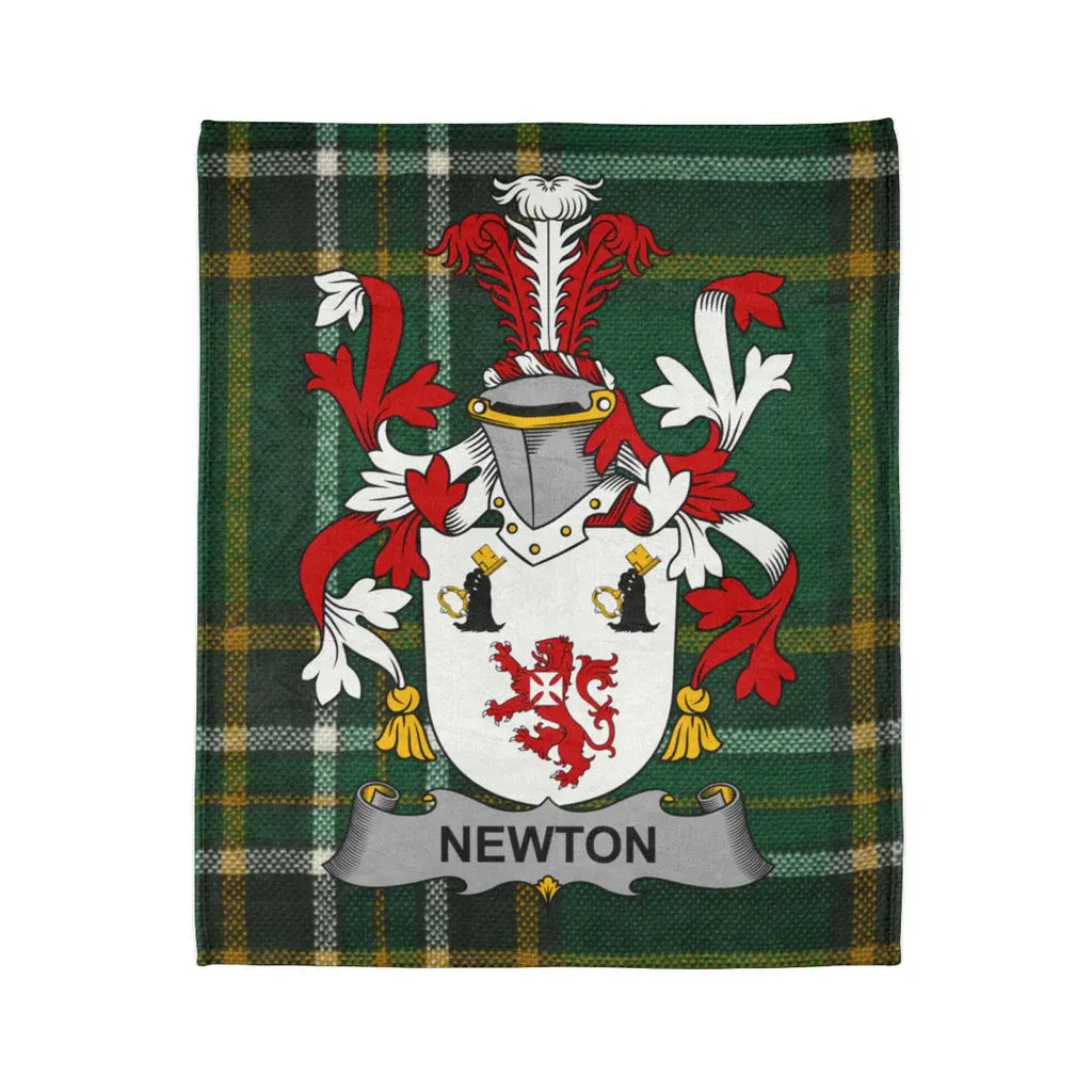 Newton Family Crest Blanket with Tartan Background