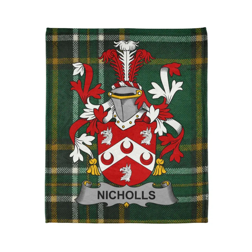 Nicholls Family Crest Tartan Design Blanket