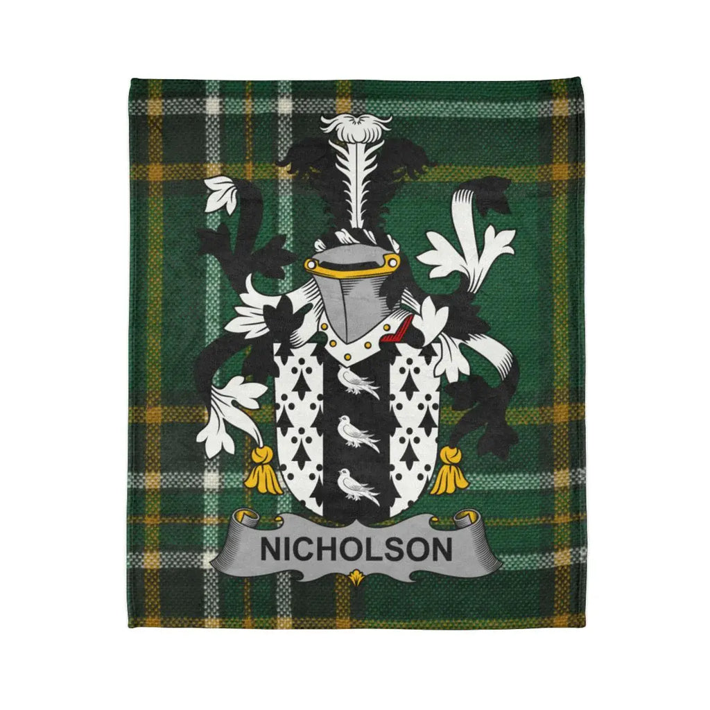 Nicholson Family Crest Tartan Design Blanket