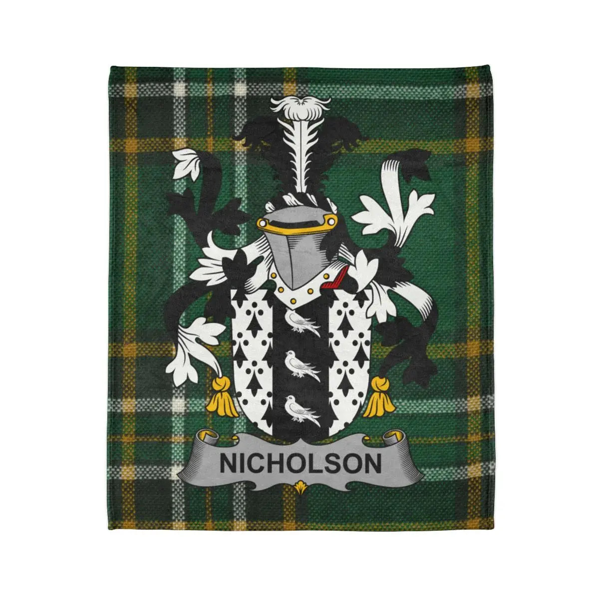 Nicholson Family Crest Tartan Design Blanket
