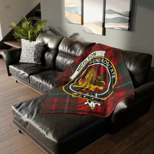 Personalized Nicholson Crest Tartan Blanket Custom