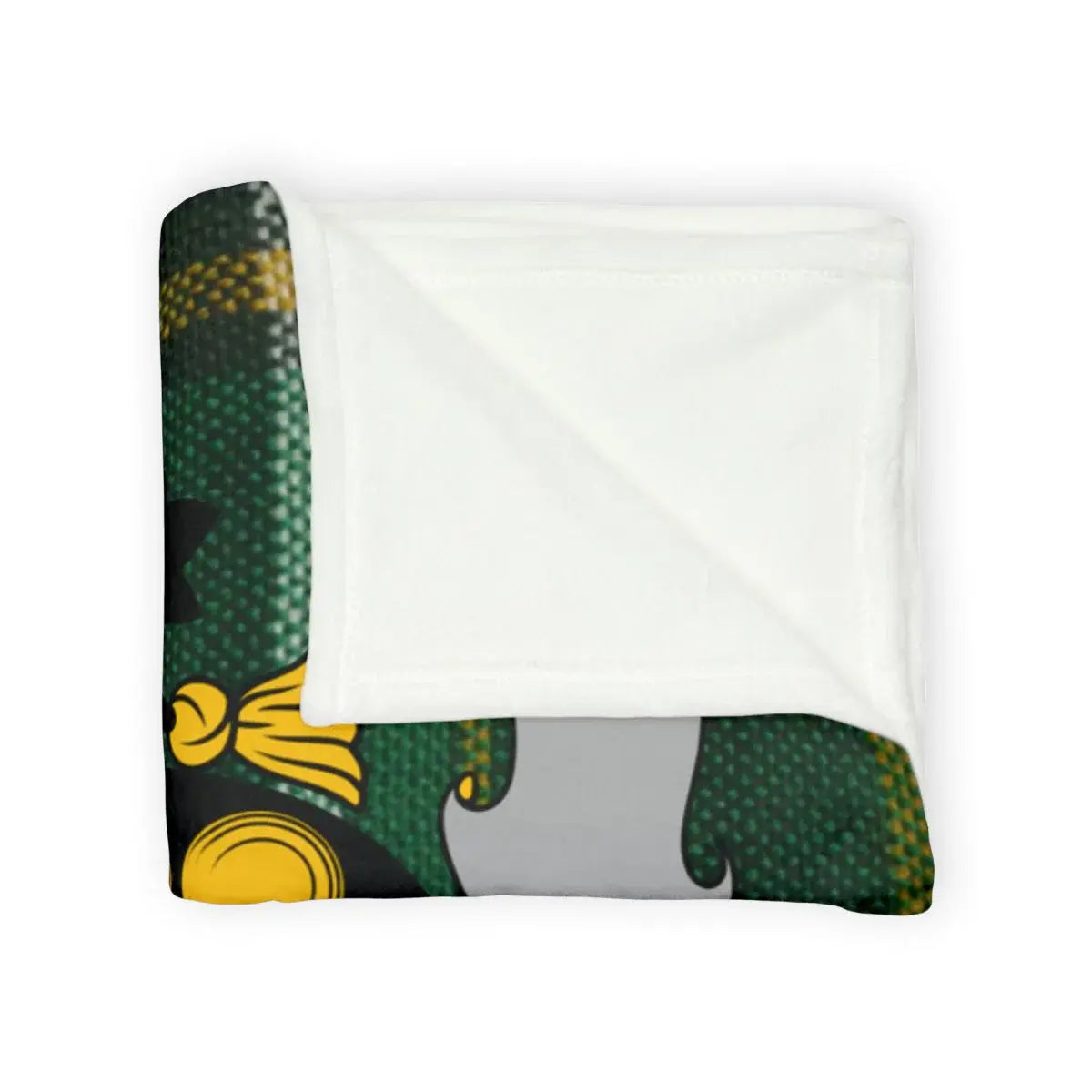 Custom Green and Gold Pattern Black Print Blanket