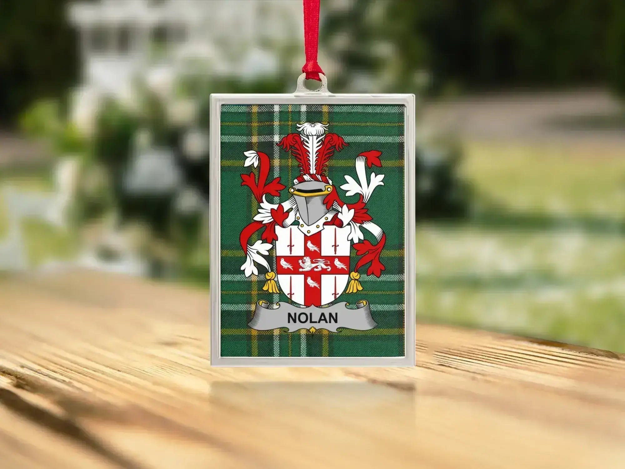 Nolan Family Crest Plaid Pattern Rectangular Ornament product type