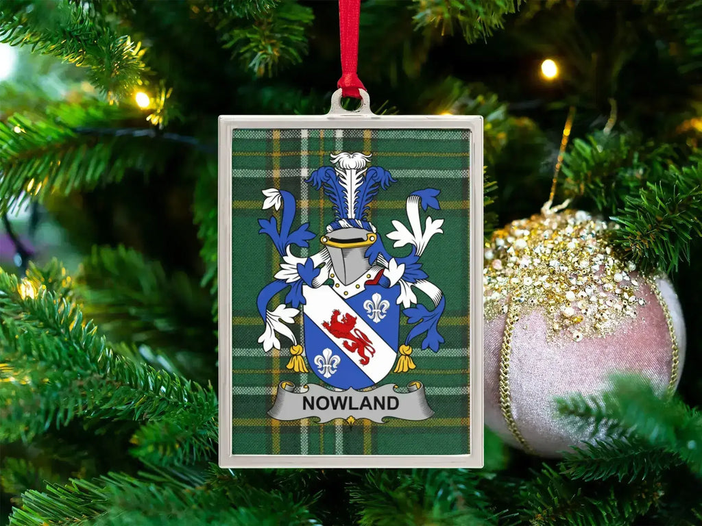 Elegant Nowland Family Crest Hanging Christmas Tree Ornament product type