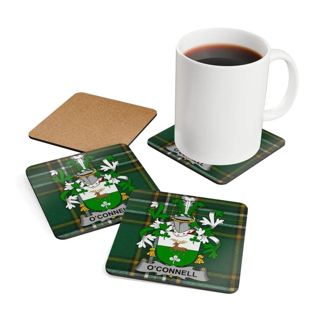 O'Connell Family Crest Green Square Coaster Set product type