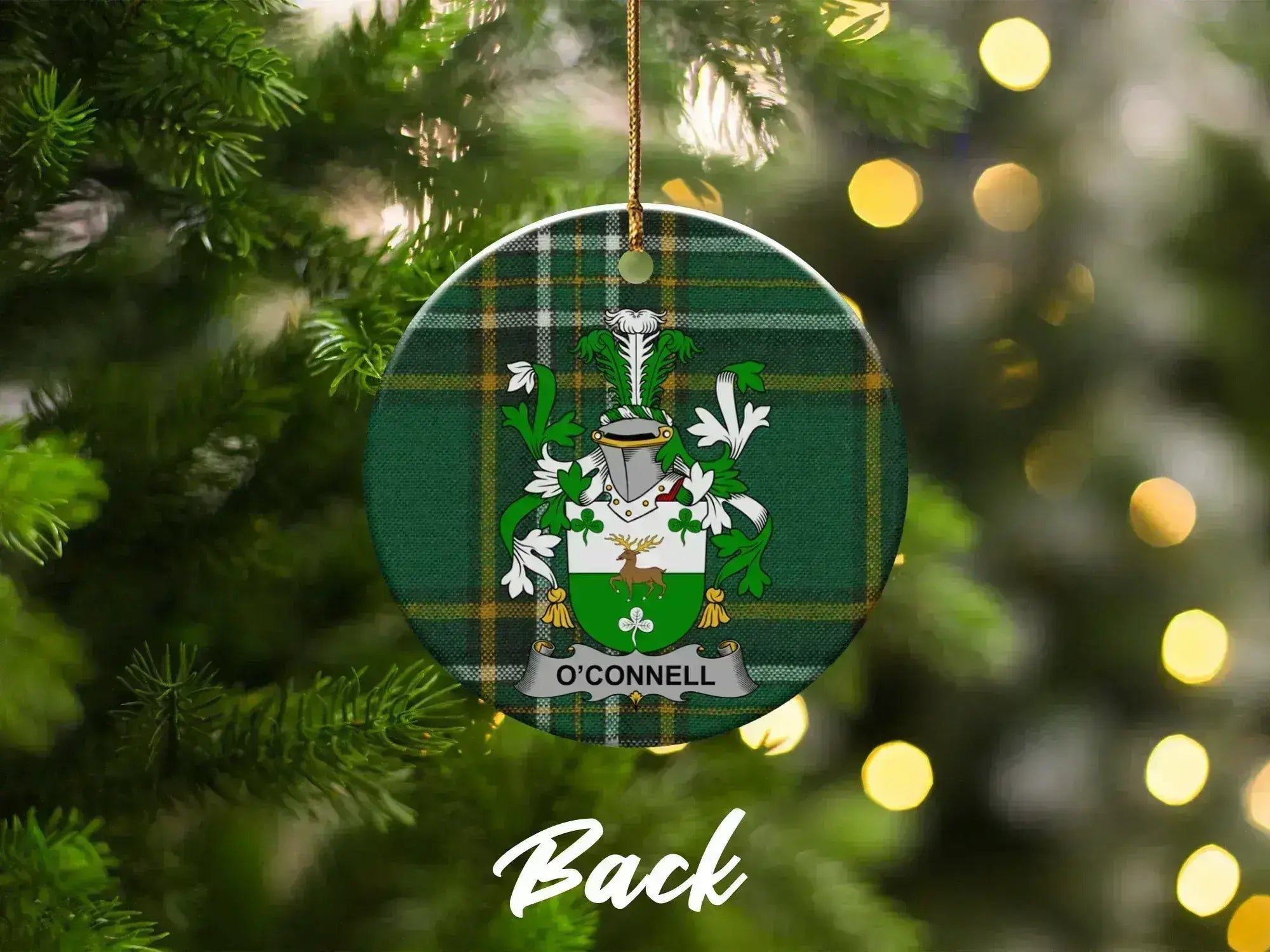 Family Crest Green Plaid Christmas Ornament product type