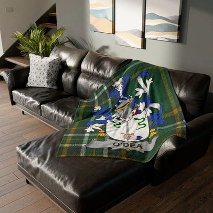 Personalized O'Dea Crest Plaid Blanket Throw