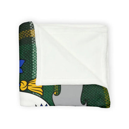 Cozy Plush Blanket with Detailed Green and Yellow Design
