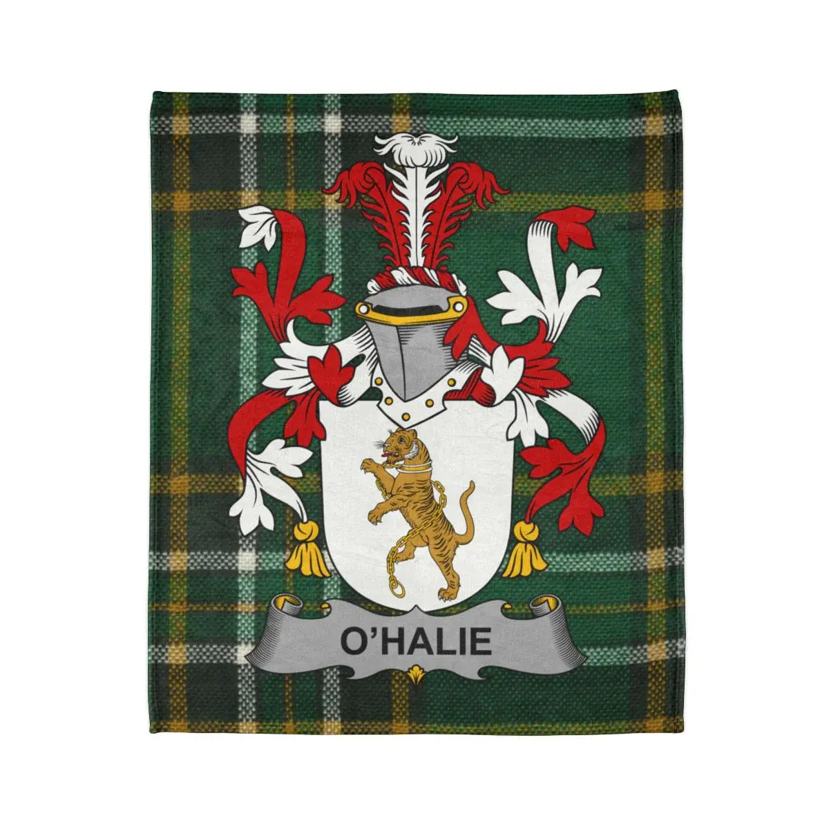 O'Halie Family Crest Tartan Shield Blanket Product