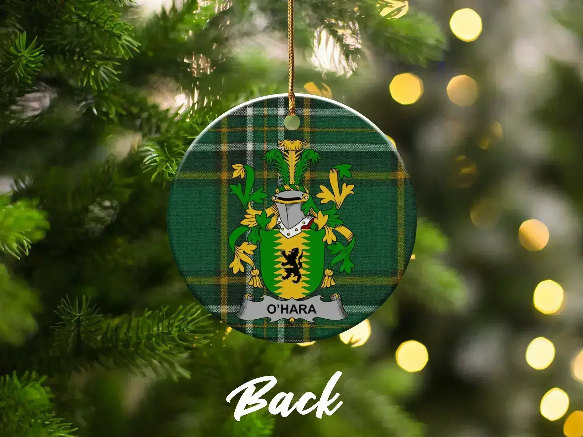 Personalized O'Hara Scottish Tartan Crest Ornament product type