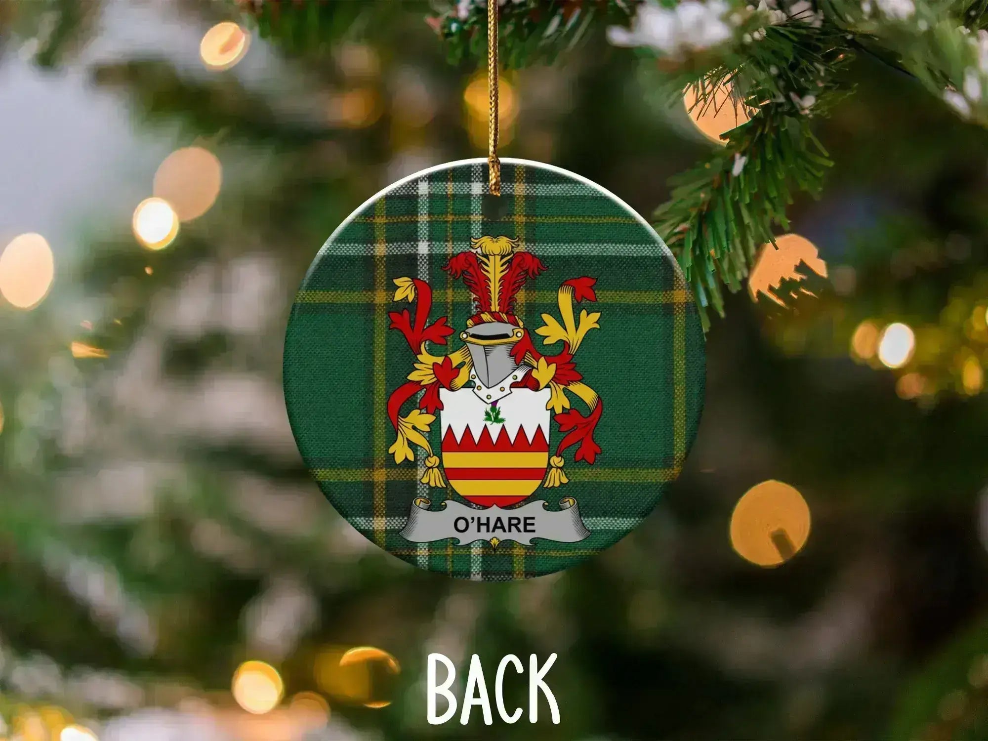 O'Hare Family Crest Christmas Tree Ornament