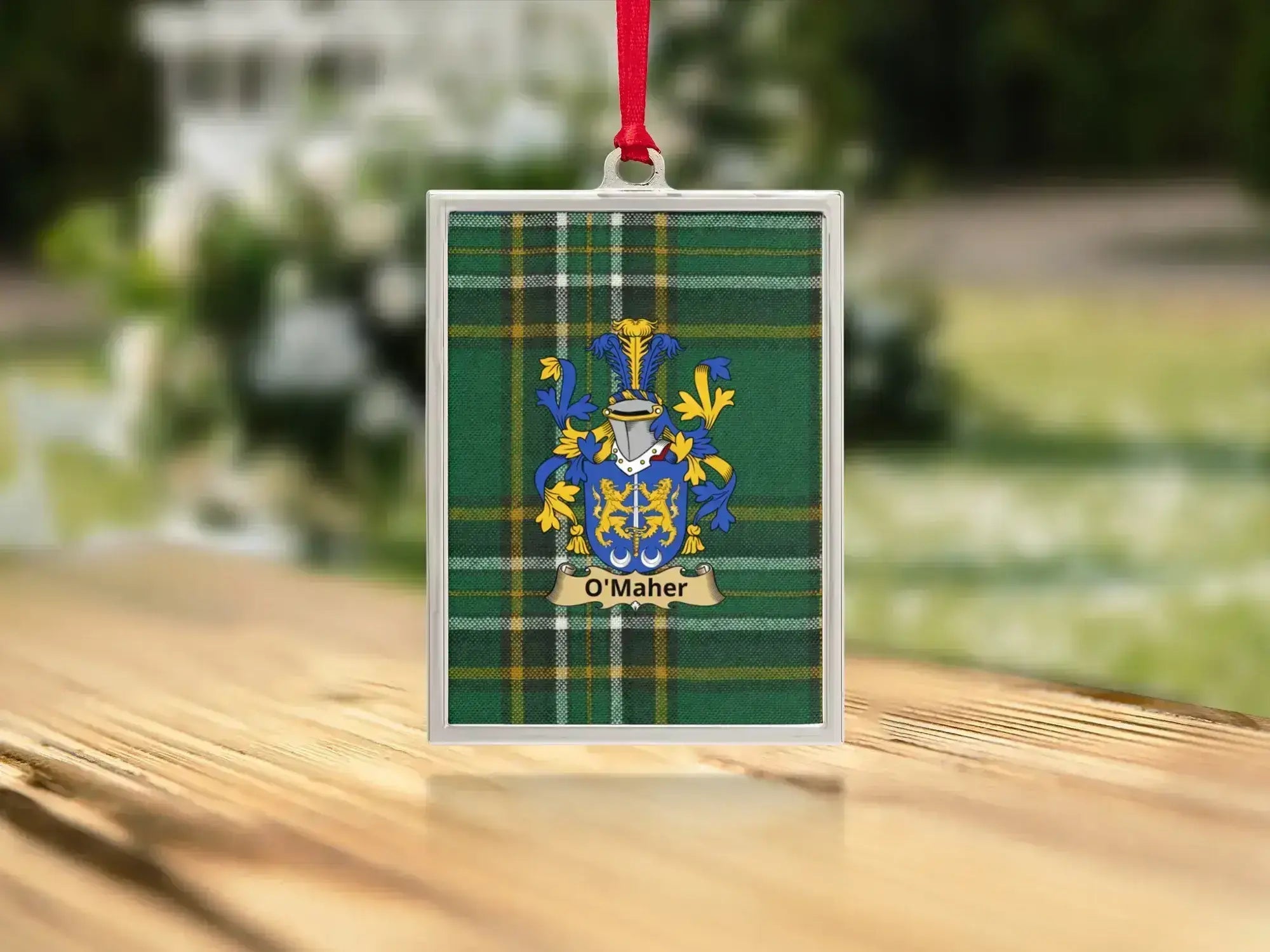 O'Maher Family Crest Plaid Pattern Christmas Ornament product