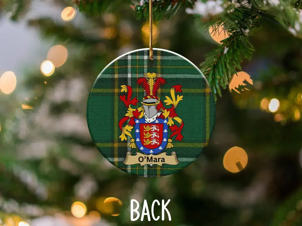 O'Mara Plaid Family Crest Christmas Ornament