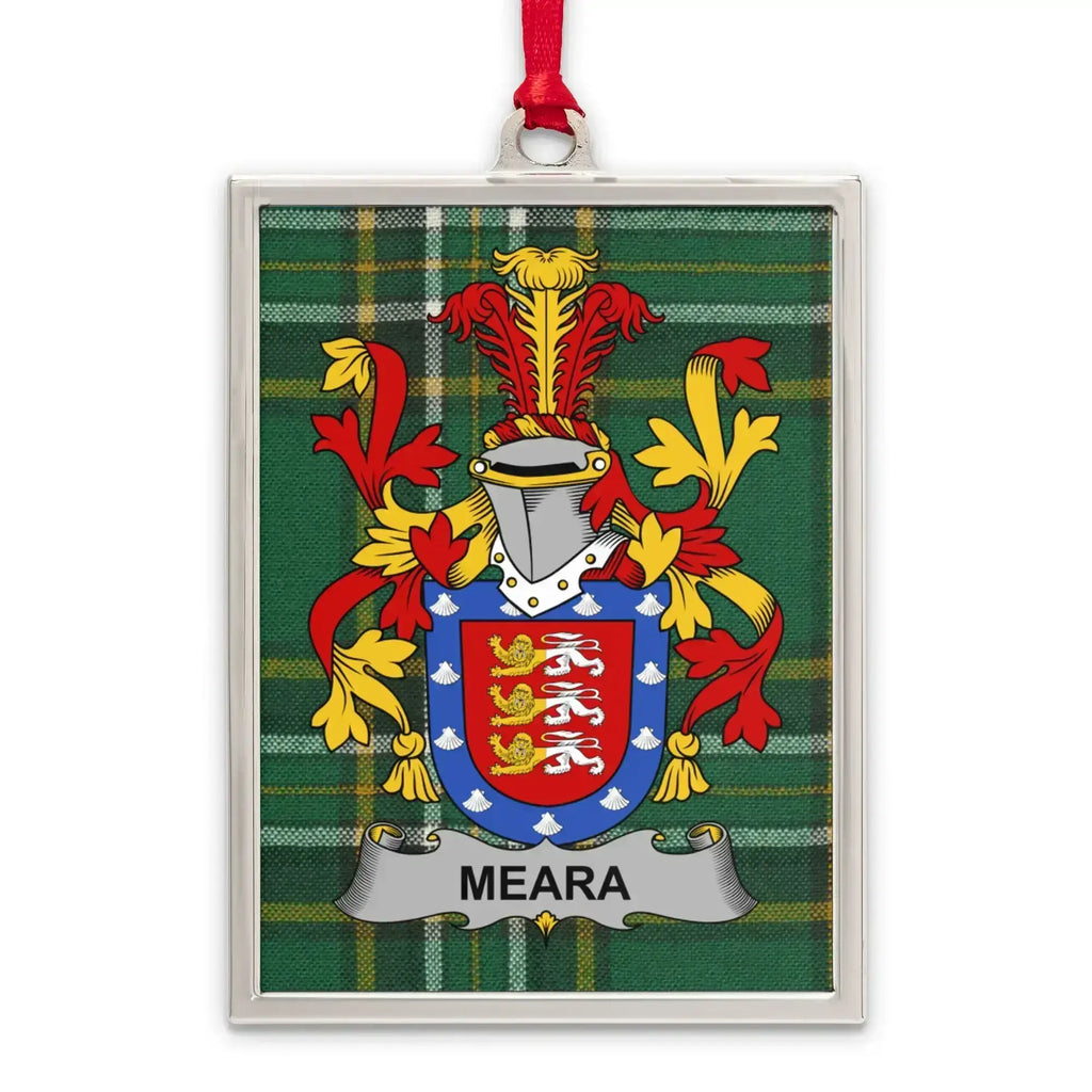 Personalized Meara Family Crest Plaid Pattern Ornament Product