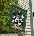 O'Sullivan Irish Family Crest garden flag hanging outside a house