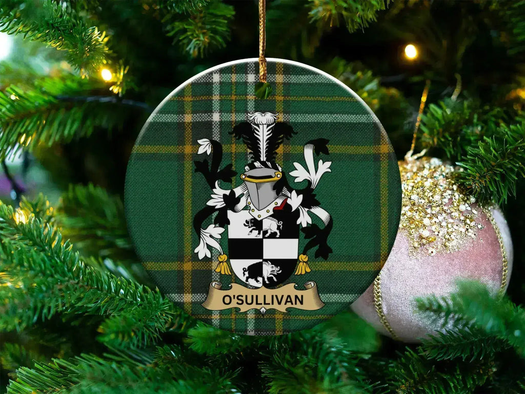 O'Sullivan Family Crest Plaid Christmas Ornament