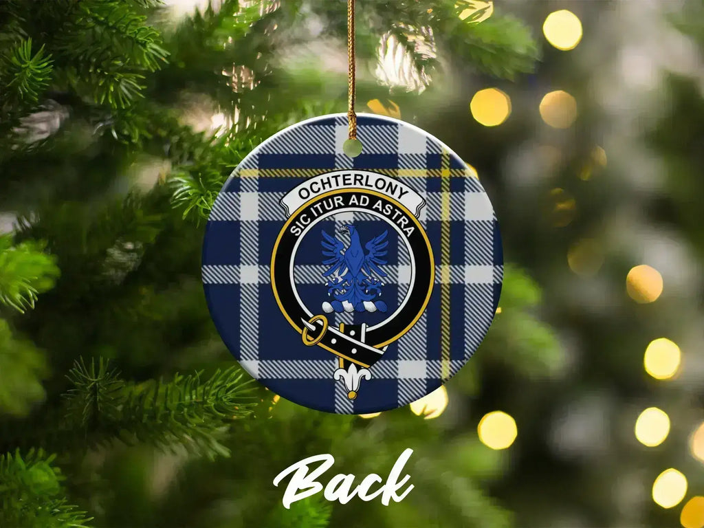 Blue Tartan Pattern Ochterlony Christmas Ornament