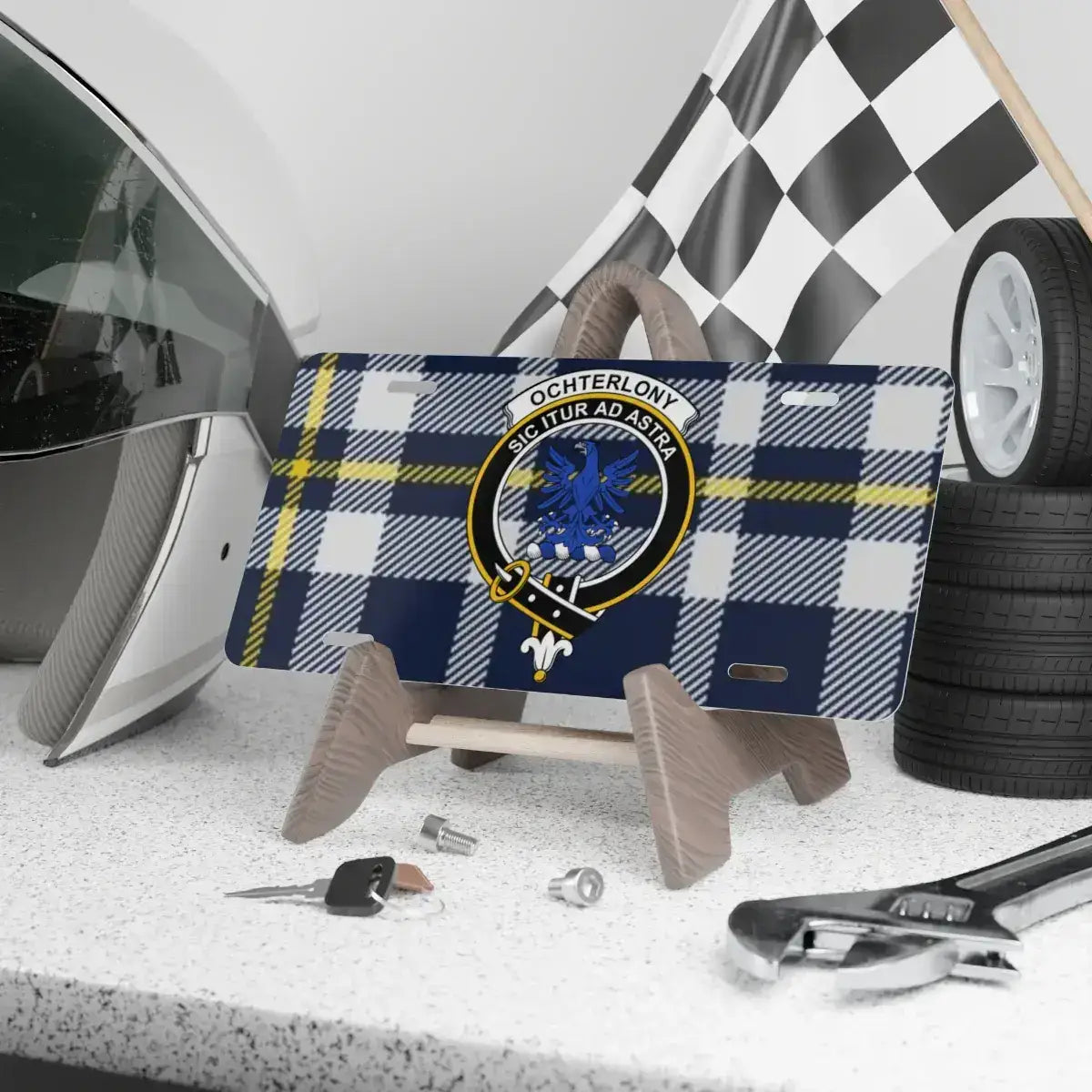 Custom Checkered Ochterlony License Plate product