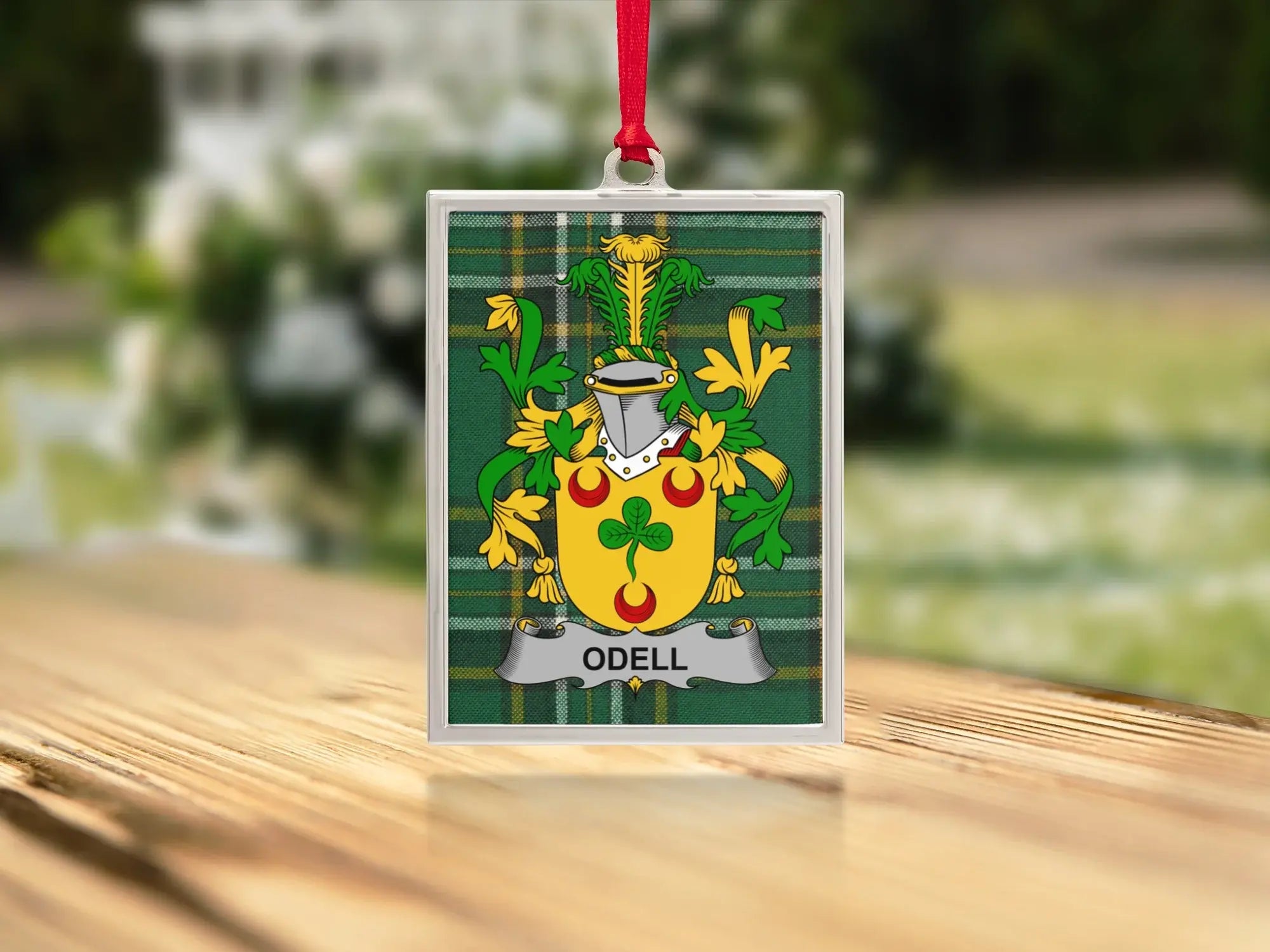Odell Coat Of Arms Irish Tartan Christmas Ornament 
