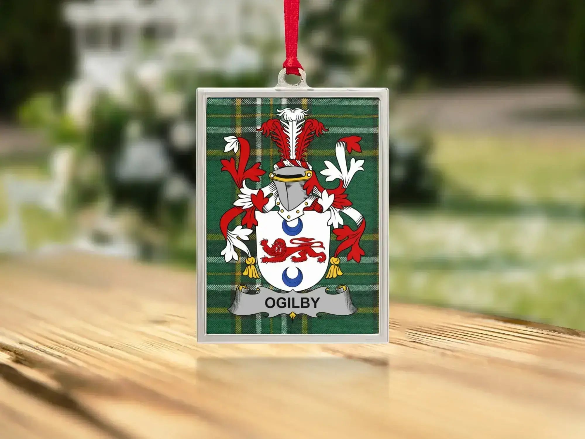 Ogilby Family Crest Plaid Background Ornament product