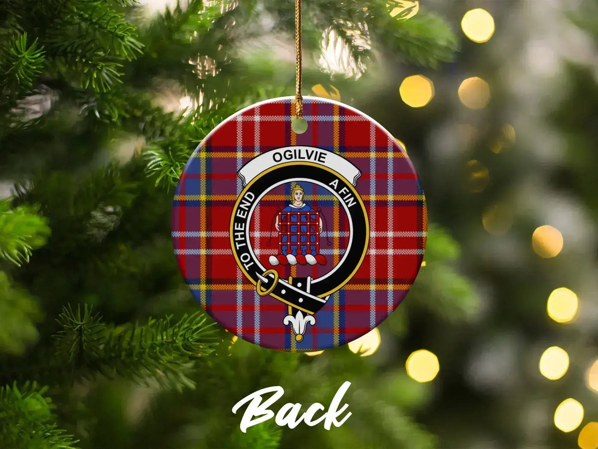 Red and Blue Tartan Christmas Ornament product type