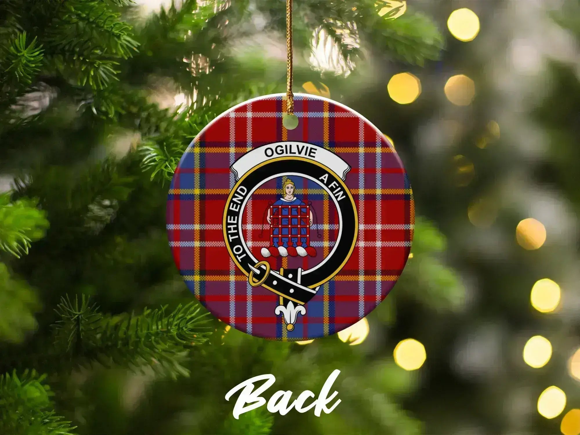 Red and Blue Tartan Christmas Ornament product type