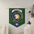 Clan Oliphant crest tartan pennant — 18x21 inch polyester twill with wooden dowel