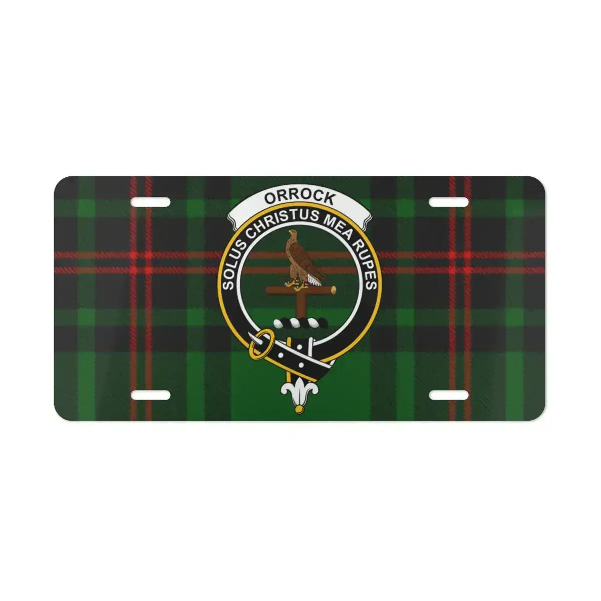 Orrock Crest with Tartan Background License Plate product