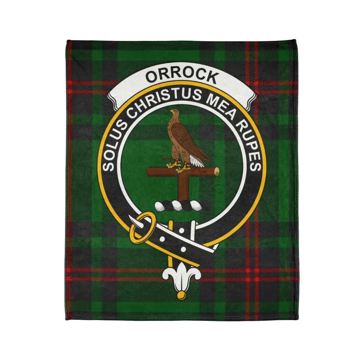 Orrock Solus Christus Mea Rupes clan crest blanket