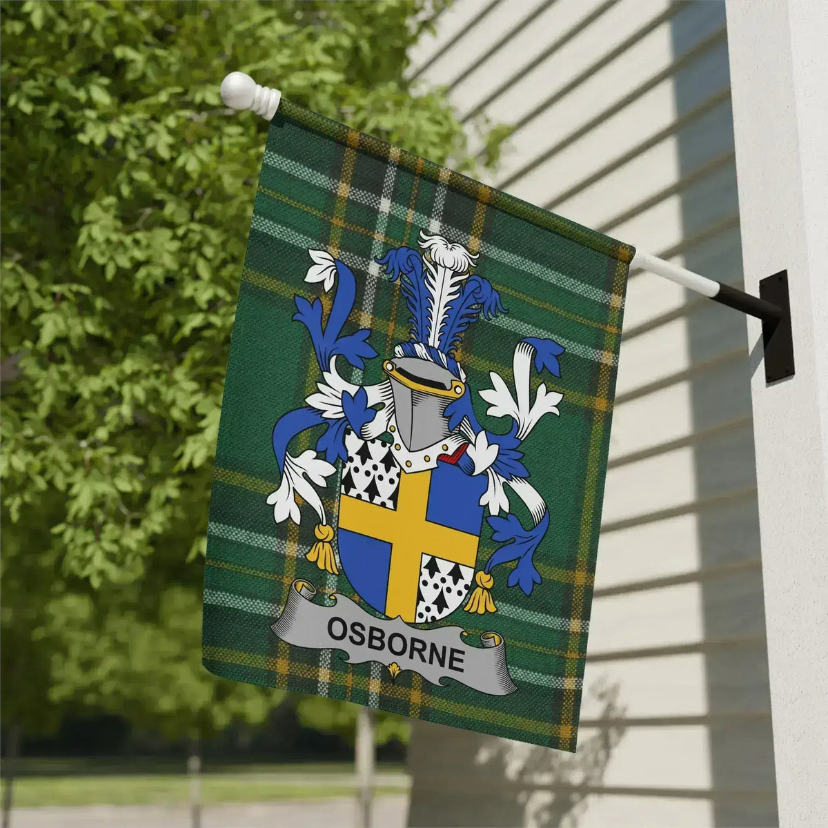 Osborne Family Coat of Arms Plaid House Flag