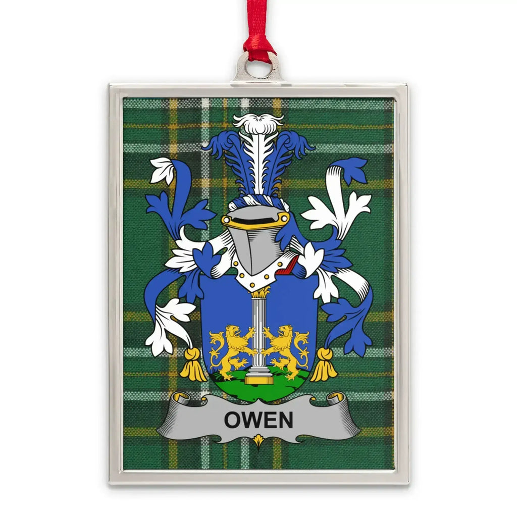 Personalized Owen Family Crest Plaid Ornament product