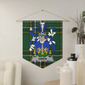 Owen Irish family crest wall pennant — crest on the Irish national tartan