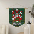 Owens Irish family crest wall pennant — crest on the Irish national tartan