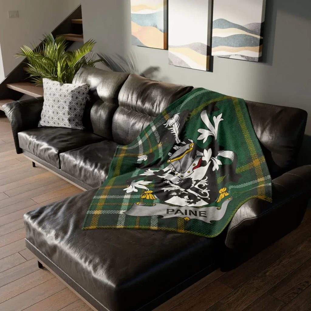 Paine Coat Of Arms Irish Tartan Blanket