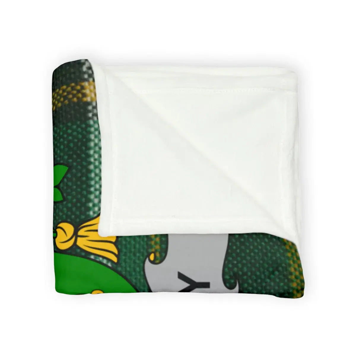 Green and Yellow Shield Design Printed Blanket