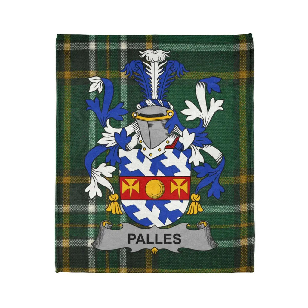 Palles Family Crest Coat of Arms on Plaid Design Blanket