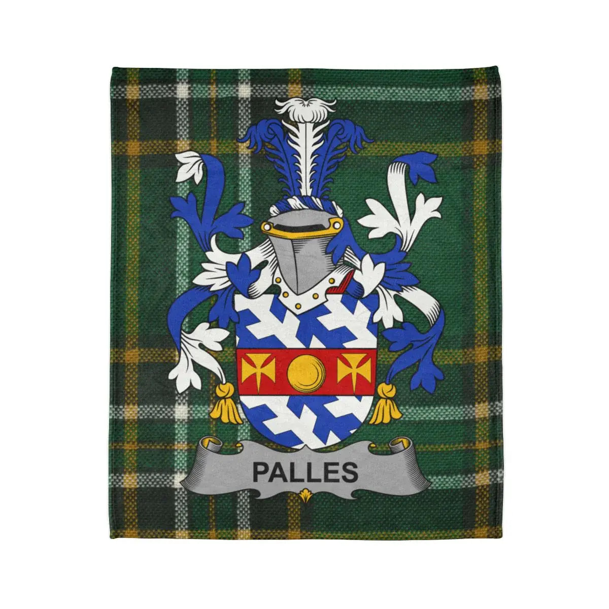 Palles Family Crest Coat of Arms on Plaid Design Blanket