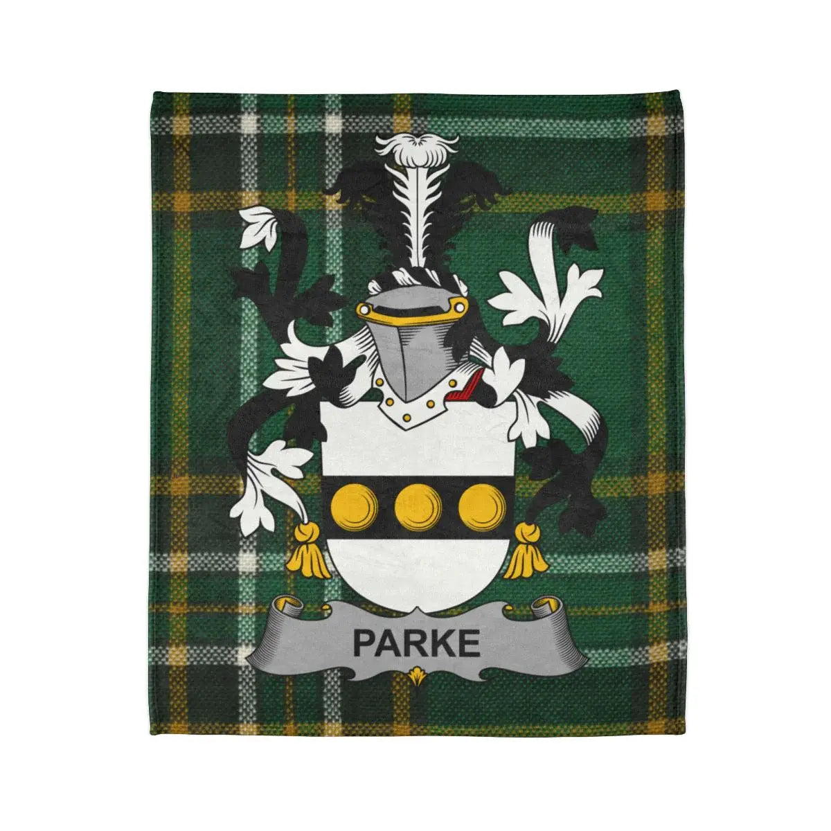Parke Family Crest Green Tartan Blanket