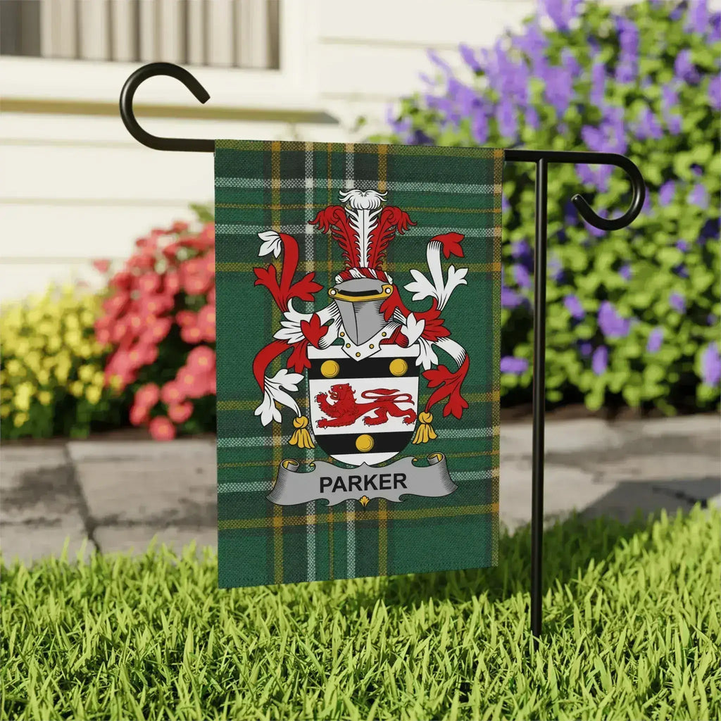 Parker Family Crest Green Tartan Garden Flag