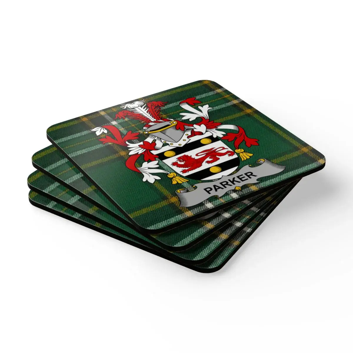 Family Crest Plaid Parker Design Coaster Set product