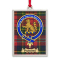 Parsons tartan-background crest ornament shown as a Scottish heritage keepsake gift