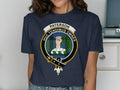 Paterson clan crest tee in black — Huc Tendimus Omnes emblem, unisex fit