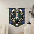 Clan Paterson tartan crest pennant — 18" x 21" polyester twill with wooden dowel, Huc Tendimus Omnes design