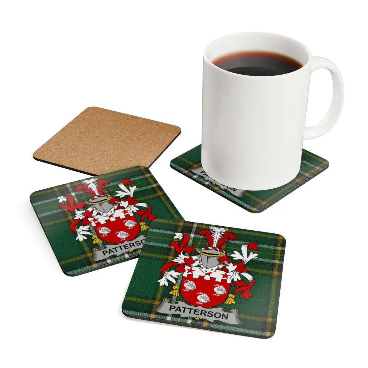 Patterson Tartan Crest Coaster Set Customizable product