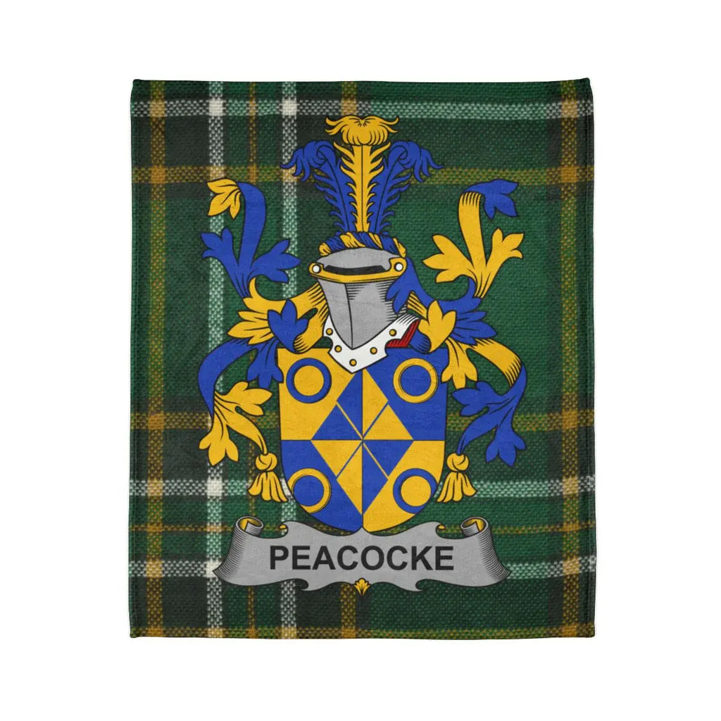 Peacocke Family Crest Plaid Design Blanket