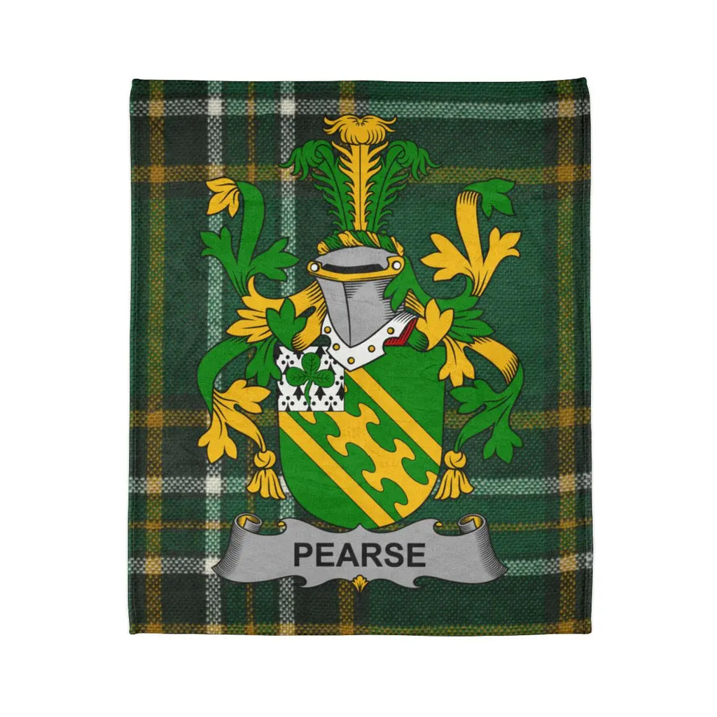 Pearse Family Crest Blanket Tartan Plaid Design