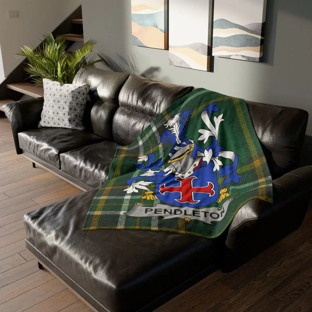 Pendleton Family Crest Blanket on Couch in Living Room