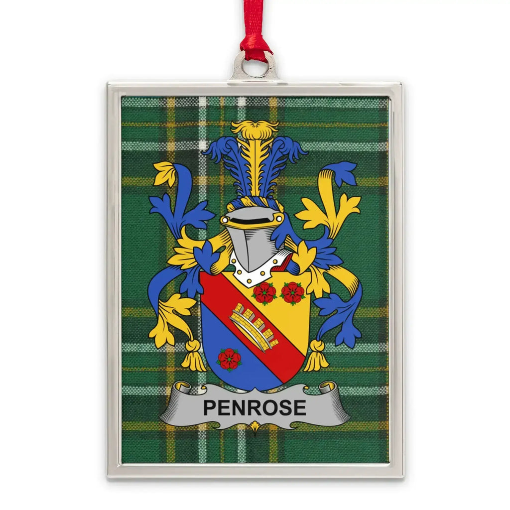 Penrose Family Crest Ornament with Plaid Pattern product