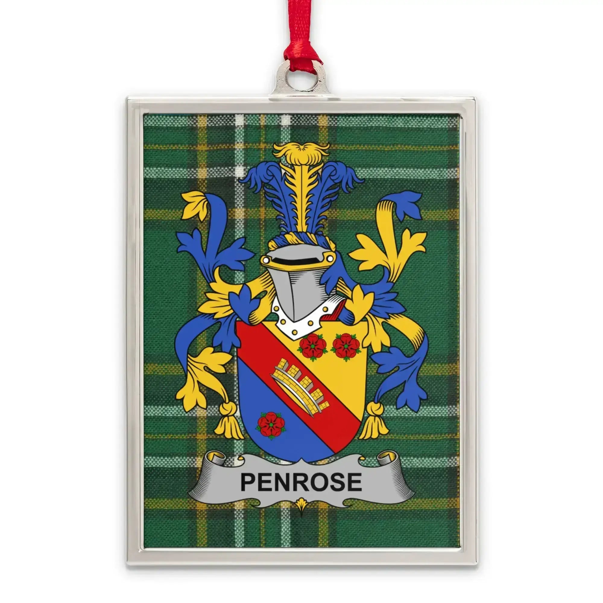 Penrose Family Crest Ornament with Plaid Pattern product